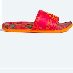 ADIDAS x FARM RIO ADILETTE COMFORT SANDALS SLIDES size 8 tropical berry orange